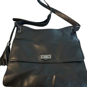 Rachel Roy Elegant Black Leather Shoulder Bag 12x12inches